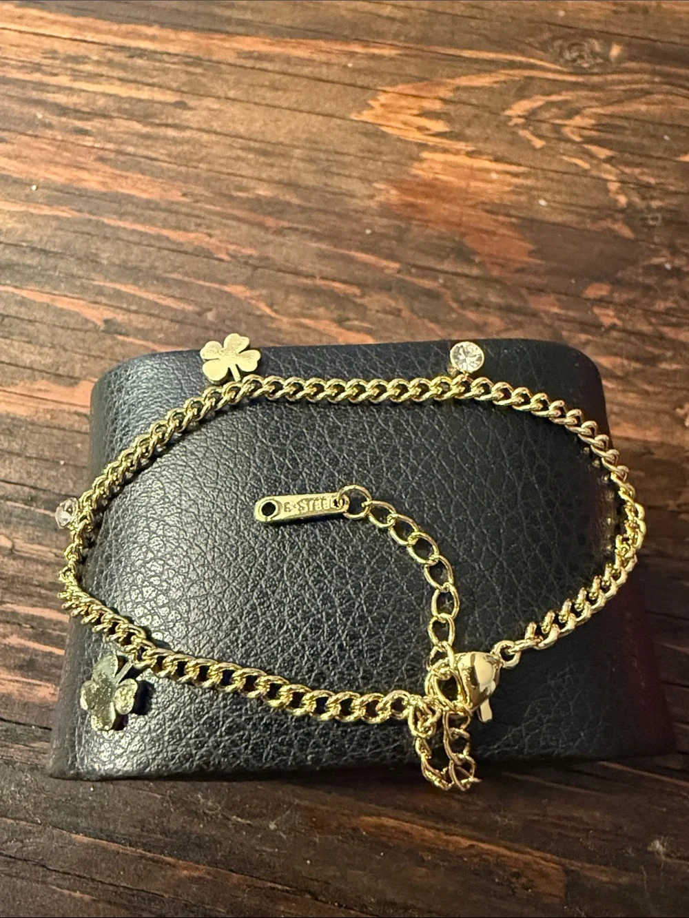 Gold Plated On Stainless Dainty Clover Charm Bracelet - Women Accessories